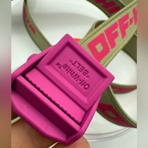 NWT…OFF -WHITE GRAPHIC INDUSTRIAL BELT H2 GREEN and FUCHSIA UNISEX